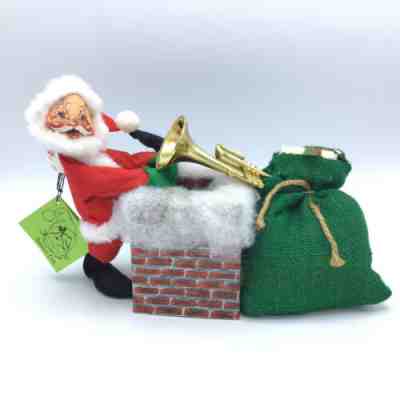 Annalee 1976 Santa with Chimney 7" Christmas Doll w/ Green Sack w/ Tag EUC RARE