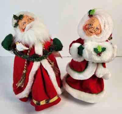 Annalee Santa and Mrs. Claus Lot of 2 Christmas Pine Cone Garland Muff Dove