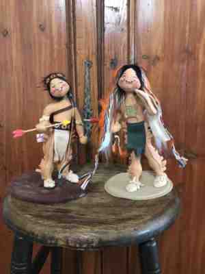 Annalee Vintage 10 Inch Native American Medicine Women Indian Girls Pair of 2