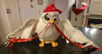 Annalee Large Ivory Christmas Owl, 30" Wingspan 14" H w/ Tag Vintage 1992 EUC