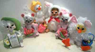 New ListingLot of 6 Annalee Easter Spring 6" Doll Figures Decorations EUC (5 with tags)