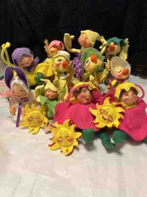 SpringTime Easter Annalee Mobilitee Dolls Lot Ducks Baby Egg Flowers 11 Dolls