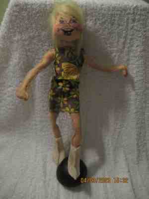 EARLY 1960s ANNALEE DOLL GO-GO MOD MINI DRESS WIRED ON STAND - RARE