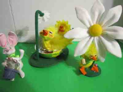 Annalee Easter Lot of 3 Bunny 2009 Ducks 2009 and 2010 Fabric Dolls