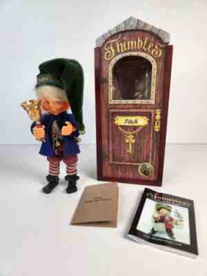 Vintage Annalee Thimbles Pitch Doll 6" w/ Wood Box Bell Christmas 2002 Nice!