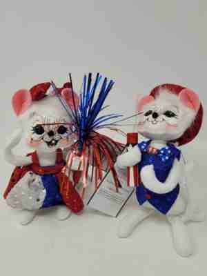 Annalee Patriotic Mouse Dolls 6" 4th of July Sparkler Firecracker 2006 Mice Lot