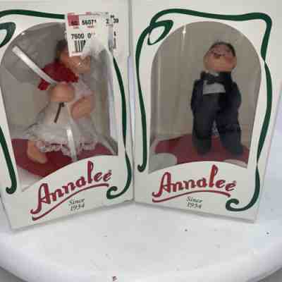 1998 3" Bride and Groom Annalee Doll Cake Topper