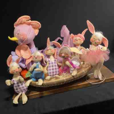 Vintage Annalee Lot Easter Bunny Rabbit Dolls Chicken Basket Nest PRIORITY MAIL