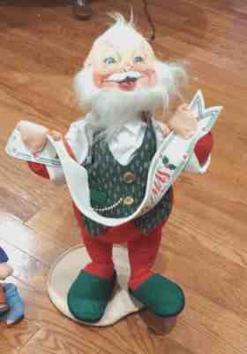 Annalee Rare Large 18â? Santa Claus Posable Doll 1992 Merry Christmas Banner