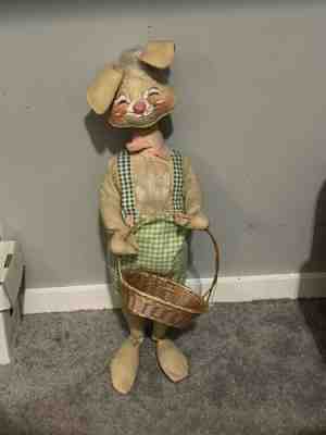RARE 1977 STORE DISPLAY 2'8â? TALL 32â? ANNALEE BUNNY W/ BASKET!!!