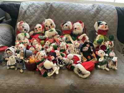 Annalee Christmas dolls-assorted Huge Lot Of 33 1965-2005
