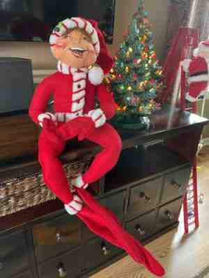 ANNALEE 30 INCH PEPPERMINT TWIST ELF DATED 2008 LARGE & HTF!