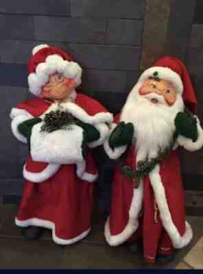 Annalee Santa And Mrs. Claus Rare 32" Christmas Mobilite Dolls 2004 Mint