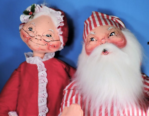 1990 ANNALEE SANTA & MRS. CLAUS PLUSH FIGURINES (30") XLNT!
