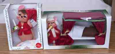 Lot/ 2 Annalee Dolls, 8" Nightshirt Mouse w/Lighted Candle & 6" Bedtime Scrooge