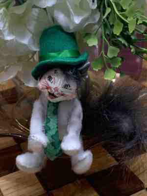 Annalee 4" Tiger Irish Cat Green Tie & Top Hat 169104 St Patricks Day