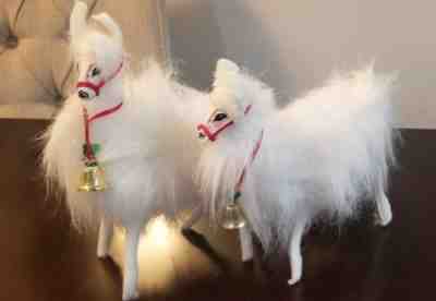RARE Set of 2 ANNALEE Llama Alpaca Christmas Glitter 10" Dolls ~ MINT