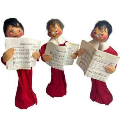 Vintage Annalee 9 Inch Doll Trio of Red Robe Choir Boys 1960s Read
