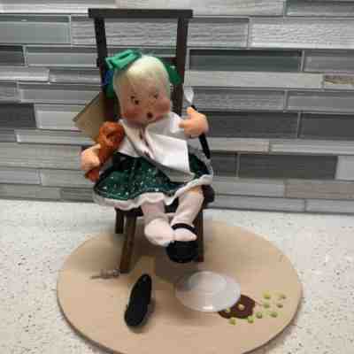 Annalee Kids Girl Eating Turkey & Spilled Dinner Plate Felt Plush Posable Doll