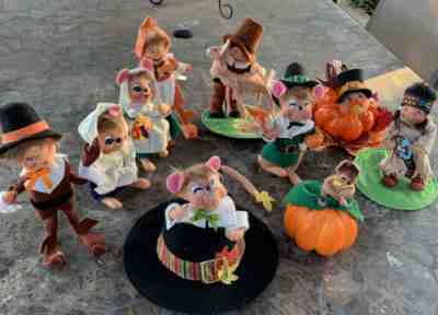 Annalee Lot Of 10 Thanksgiving Dolls