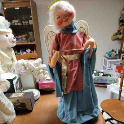 Annalee 30" Heralding Angel With Horn , Tags & Stand