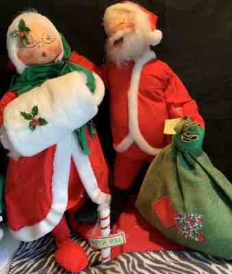 Set Of Two - 1987 Annalee Mr and Mrs Claus Christmas Dolls 30"