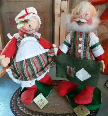 Pair Vintage Mobilitee Annalee Thorndike 19" Doll Santa & Mrs Clause Orig Tags