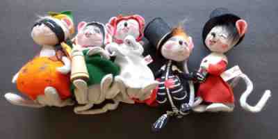 Annalee Vintage Lot Of 5 Costume Mouse Dolls 1997 1998 1999