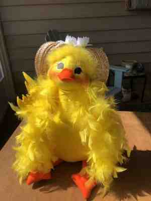 Rare Large Retired XL 18" Annalee Easter Duck Chick 2006 Spring Doll flower Hat