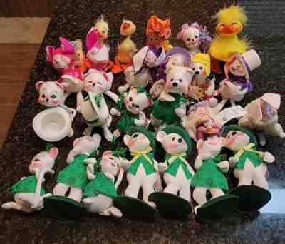 Lot of 25 Annalee Easter & St. Patrick Dolls - Bunnies, Mice, Ducks & Fairy