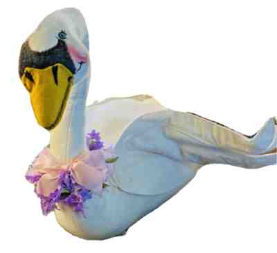 Annalee 15" Spring Swan Vintage 1989 Lavender Flowers Bow 157589 15 By 18 Inch