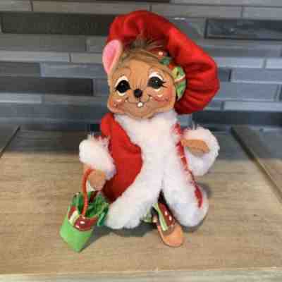 Annalee Jolly Lolli Mrs Mouse With Purse & Hat 2015 Felt Plush Posable Doll