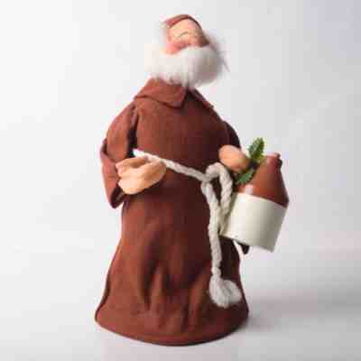 Annalee Doll Cloth Monk Friar Old Man with Wine Jug Closed Eyes 1981 14"
