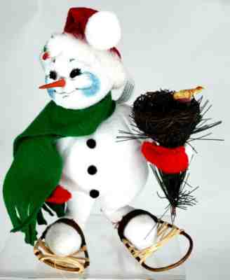 Annalee Snowman Snowshoes Birds Nest 2009 Christmas Height 8"