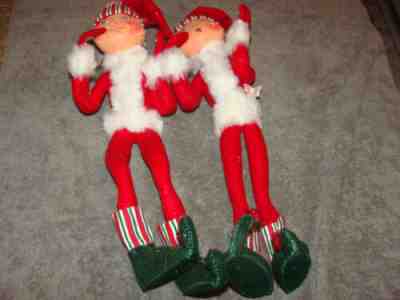 2 Annalee 2005 Candycane 22" Poseable Elves