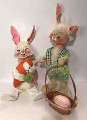 Vtg Easter Bunny Boy & Girl Pair Doll Annalee 1971 22â? & 18â? Tall w/ Orig Tags