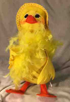2017 18â? Spring Duck Ducky W/ Easter Bonnet Annalee Doll NWT