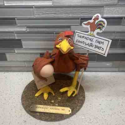 Annalee Thorndike Farm Chicken Hen Felt Plush 1990 Posable Doll On Base