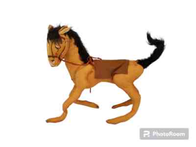 Very Rare Annalee 24" Brown Horse/Pony W/Saddle Closed Eyes Black Mane 1971 READ