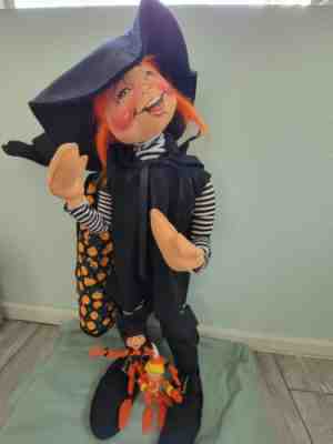 1994-RARE- 27" ANNALEE Halloween Witch Kid Figure Plush Doll and 2 small dolls