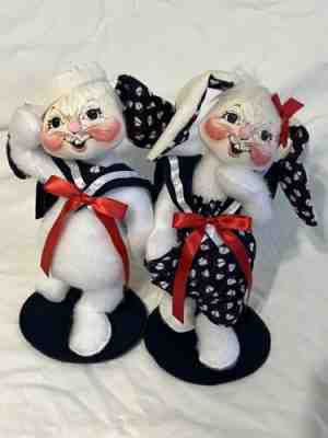 Annalee Sailor Boy & Girl Bunny 13â? Doll SetÂ  - Good Condition Nautical  Sailor