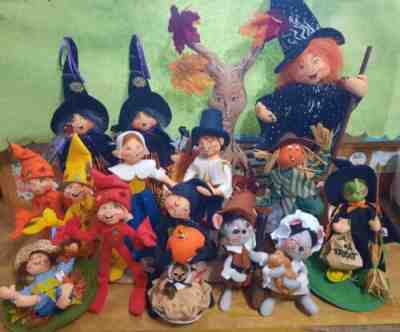 Annalee dolls Halloween Thanksgiving Autumn HUGE LOT! Witch Elf Pilgrim MouseÂ 