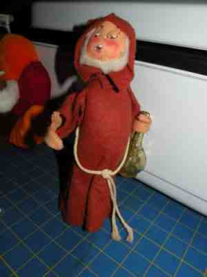 1960'S ANNALEE MONK FRIAR 10" W/ GLASS BOTTLE ALMOST LOOKS LIKE HE IS SINGING