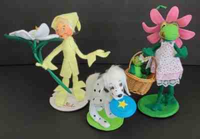 Annalee Dolls Lot Of 3 - 9" Lily Elf, 6" Frisbee Fido, 10" Froggie Frolic New