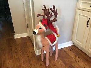 Vintage 1997 Annalee Reindeer Doll Large 33 inch High with Saddle