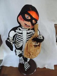 ANNALEE 30" HALLOWEEN SKELETON KID DOLL~W/STAND &amp; TAGS MINT TRICK OR TREAT