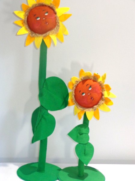 1996 Annalee HTF Hard to Find Sunflower Dolls 28" and 17" Dolls