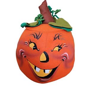Annalee 1993 Large Pumpkin Candy Holder with Removable Lid 14" Halloween