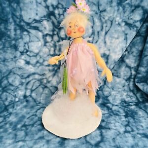 VTG 1947 89’ Annalee Mobilitee Spring Pink Fairy Doll Wired Wings Stand Posable
