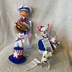 Annalee Uncle Sam's Kitty Dog Picnic Couple Beach Pup Hamburger Chef Elf Set NWT